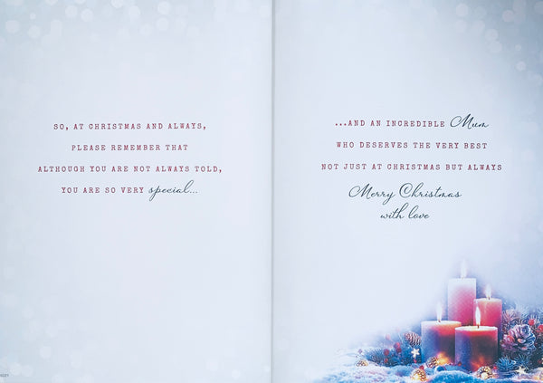 Mum Christmas card - Xmas candles