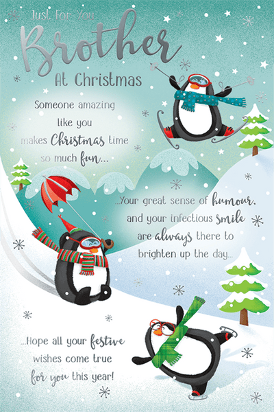 Brother Christmas card - cute penguins
