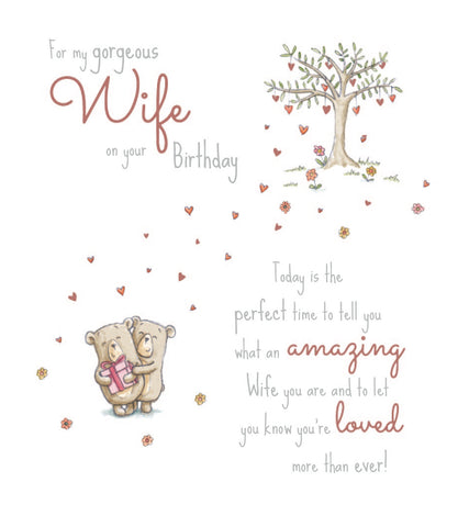 Wife birthday card - cute bears