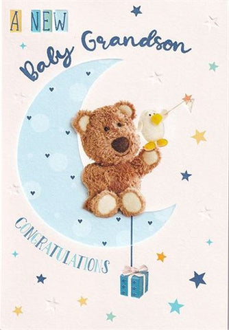 Grandson birth congratulations card - cute bear