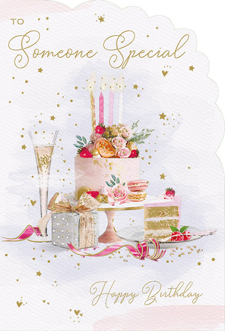 Someone Special birthday card - cake and fizz