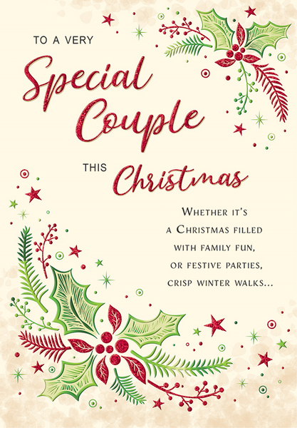 Special couple Christmas card- Xmas holly