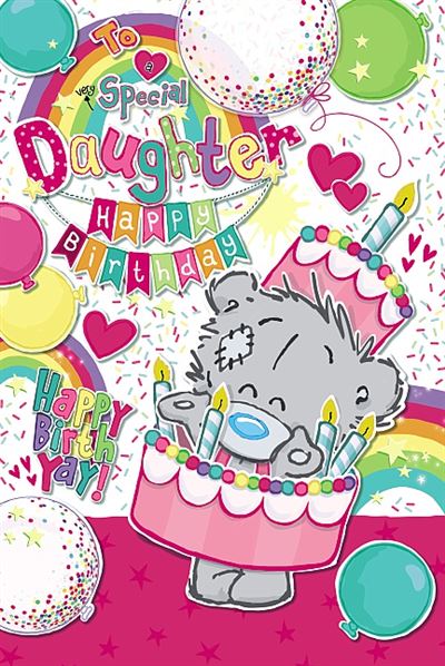 Me to you Daughter birthday card - tatty teddy with cake