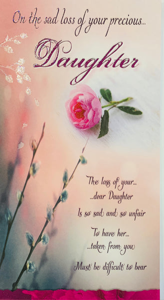 Loss of your Daughter sympathy card - caring words
