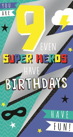 Age 9 birthday card -super birthday