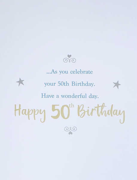 50th birthday card- birthday drinks and gifts