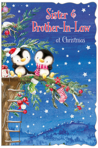 Sister and Brother-in-law Christmas card - cute penguins