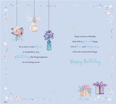 Gran birthday card - flowers