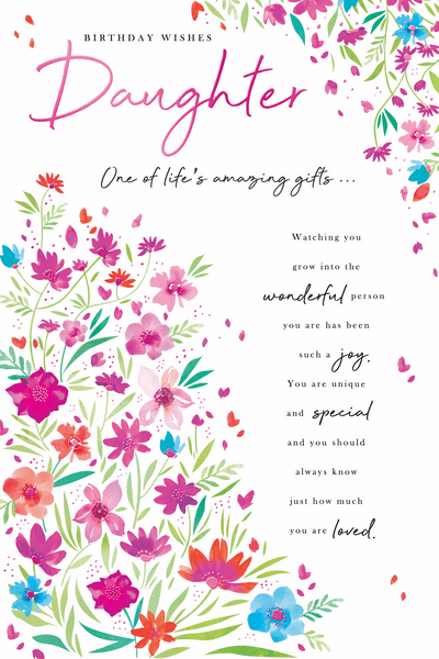 Daughter birthday card- flowers and sentimental verse