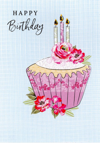 Birthday card for her cupcake and candles
