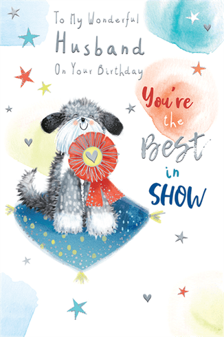 Husband birthday card- cute dog