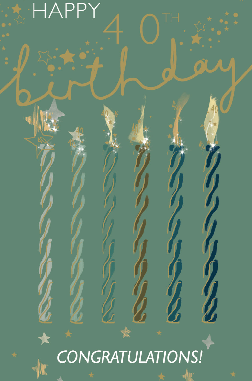 40th birthday card - sparkling candles