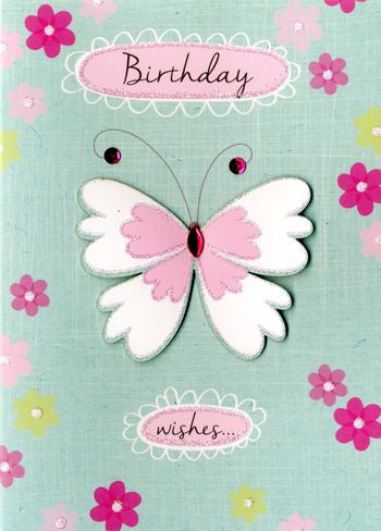 Birthday card for her butterfly and flowers