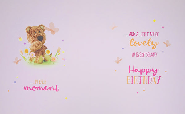 Niece birthday card- cute bear and flowers