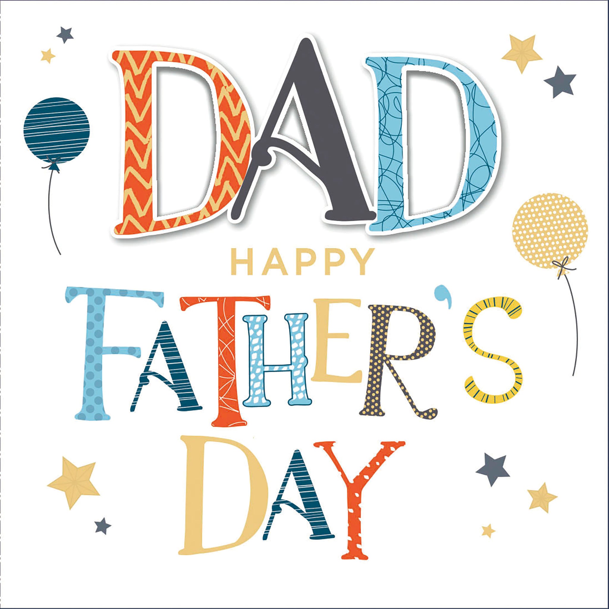 Dad Father’s Day card- modern stars and balloons