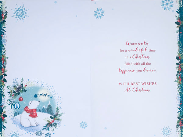 Grandson Christmas card - cute polar bear