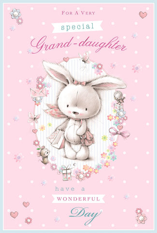Granddaughter birthday card - cute rabbit