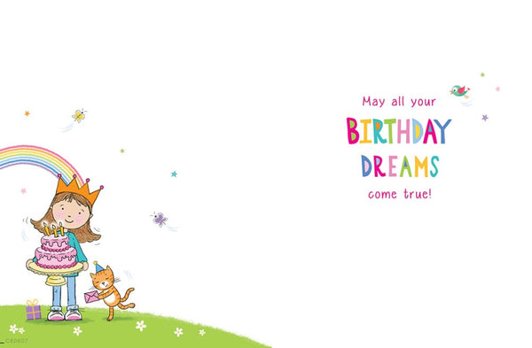 Age 9 birthday card - rainbow and cake