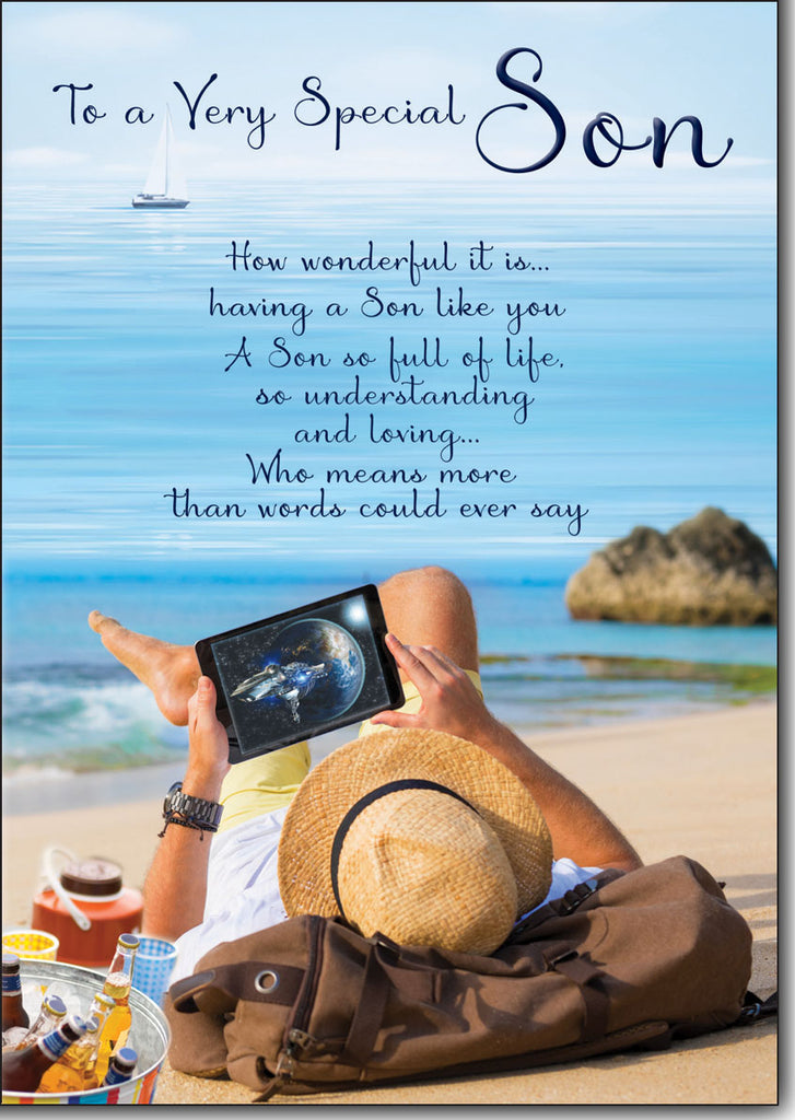 Modern High-Quality Birthday Card For Son - 9x6 Inches, Nice Verse