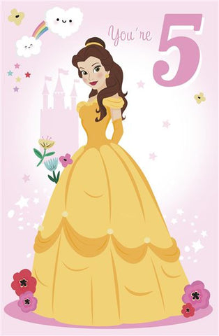Age 5 birthday card - Disney Princess
