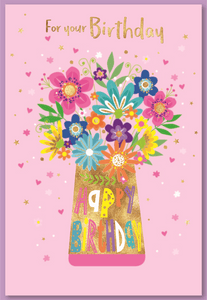 General birthday card for her- bright flowers