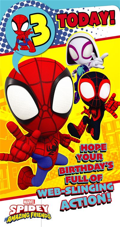 Spider Man age 3 birthday card