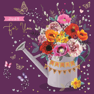 General birthday card for her - flowers and watering can