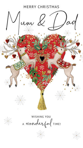 Mum and Dad Christmas luxury Christmas card - reindeer