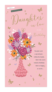 Daughter-in-law birthday card flowers in a vase