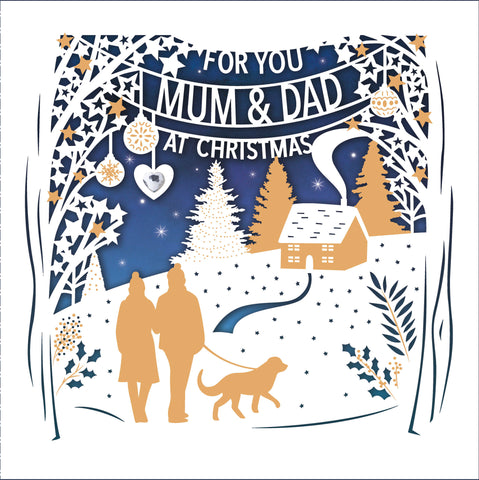 Mum and Dad Christmas card - luxury Xmas card