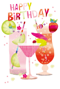 General birthday card for her - bright cocktails