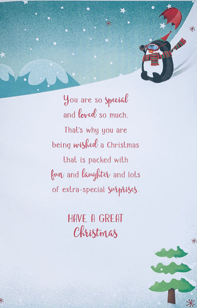 Nephew Christmas card - cute penguins