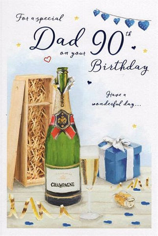Dad 90th birthday card- birthday champagne