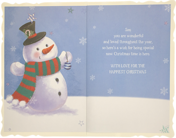 Son Christmas card - cute snowman