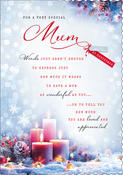 Mum Christmas card - Xmas candles