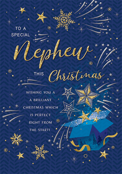 Nephew Christmas card - modern Xmas stars