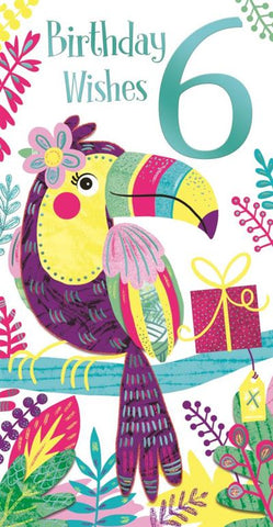 Age 6 birthday card- cute toucan