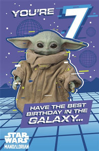 Age 7 Star Wars birthday card- Mandalorian
