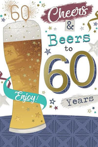 60th birthday card - modern birthday beers