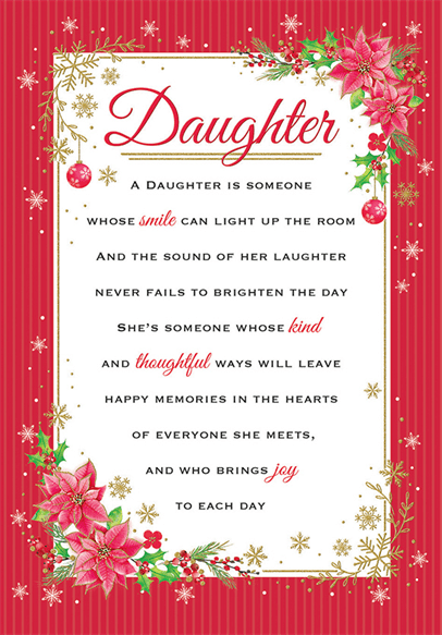 Daughter Christmas card - sentimental verse