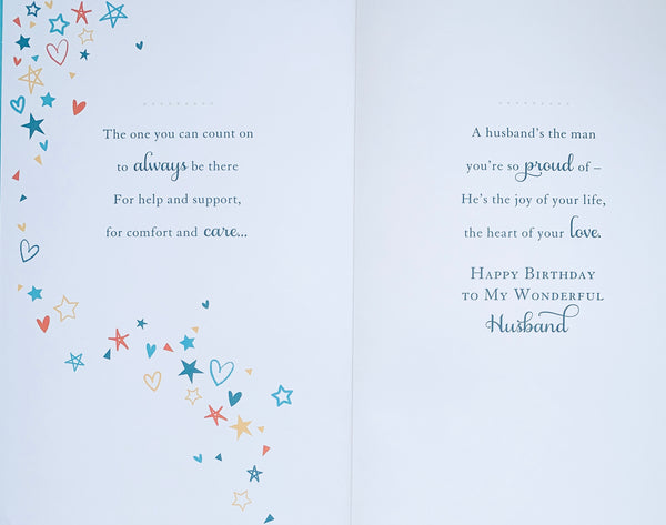 Husband birthday card - stars and hearts