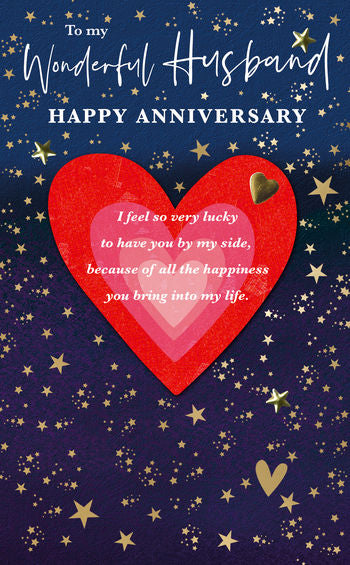 Husband anniversary card hearts and stars