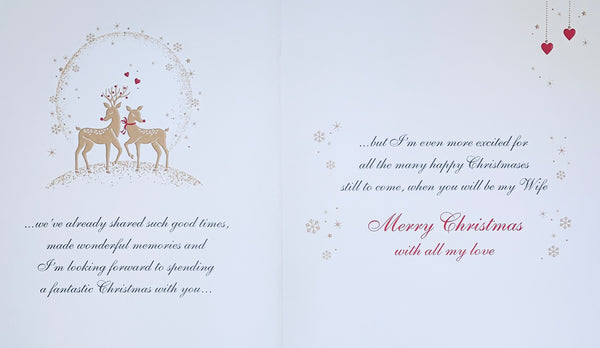 Fiancée Christmas card - winter wonderland scene