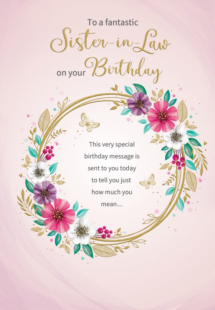 Sister-in-law birthday card - sparkling flowers – Cards Through The Post.com sister-in-law-birthday-card-sparkling-flowers-cards-through-the-post-com