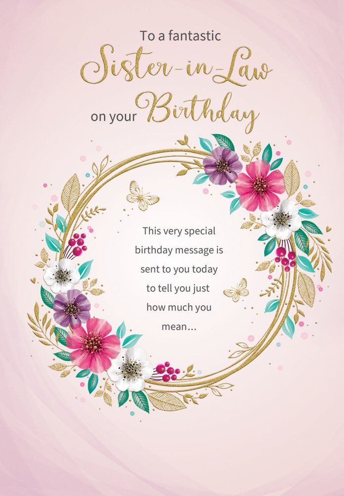 Sister-in-law birthday card - sparkling flowers