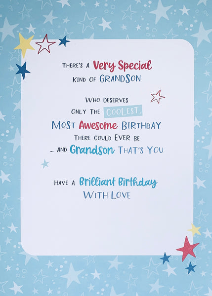 Grandson birthday card - cute skateboarding bear