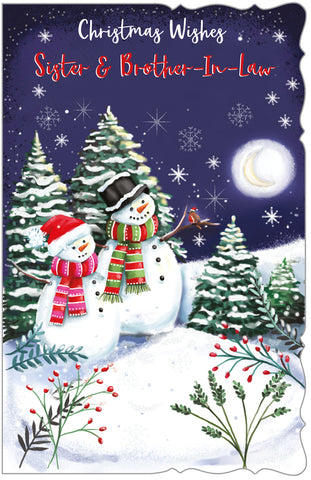 Sister and Brother-in-law Christmas card - cute snowman