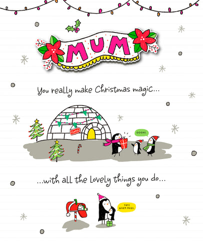 Mum Christmas card - cute fun design
