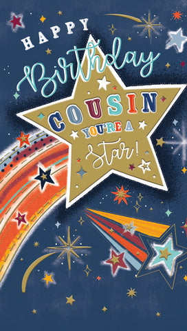 Cousin birthday card - shining star