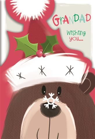 Grandad Christmas card- cute Xmas bear